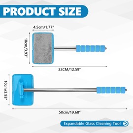 Hbxdeco Car Windshield Cleaning Tool, Car Windshield Window Cleaner, Auto Glass Wiper Tool with Extendable Handle & Reusable Microfiber Pad, Universal Vehicle Cleaning Car Accessories (Sky Blue)