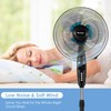 COSTWAY Pedestal Fan, 16-Inch Adjustable Height Fan, 3-Speed Digital Control,