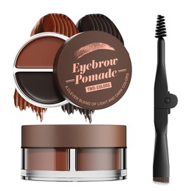 Eyebrow Powder for Women, Eyebrow Stamp Pencil Kit for Eyebrow Makeup, with Waterproof Eyebrow Pomade and Dual-ended Eyebrow Brush (Light Brown+Black)