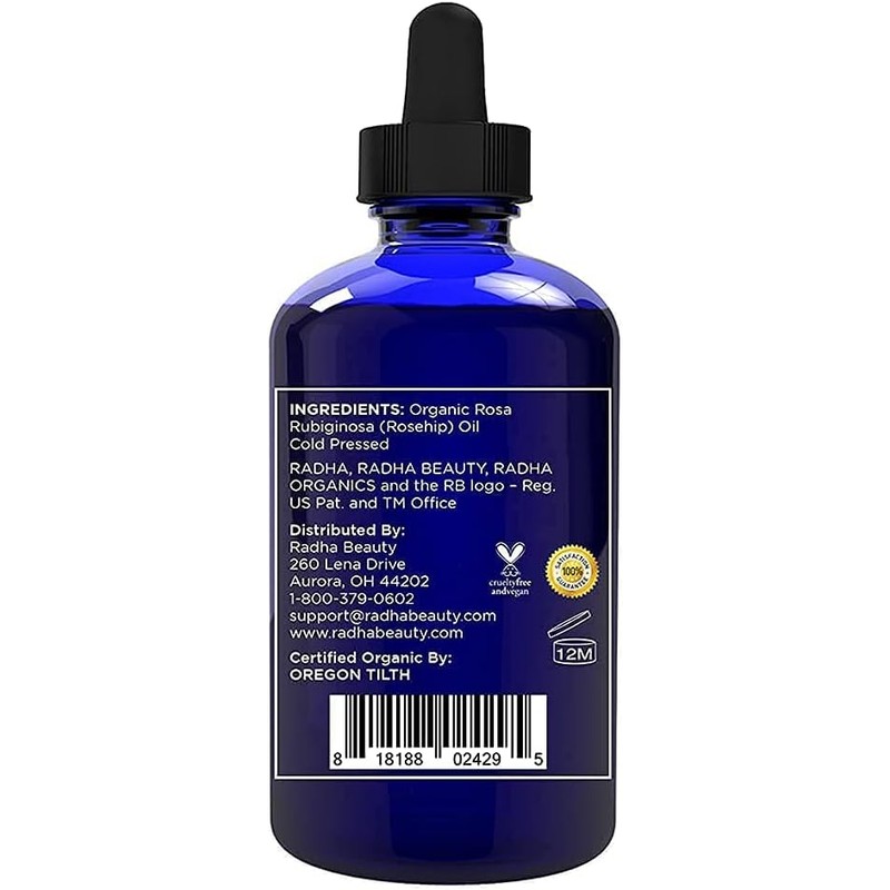 Radha Beauty Aceite de Rosa Mosqueta Orgánico 100% Puro, 120
