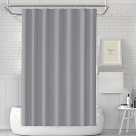 YAYUSI Cortina De Baño Tela,Cortinas de Regadera Antimoho Impermeable y Antibacteriano,180 * 180cm Cortina De Ducha con 12 Ganchos, Ojales De Metal,Duradero,Adecuado para El Hogar, Hotel,Gris