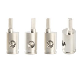 TIALECCI 4 Gauge to 8 Gauge Offset Reducer Nickel Plated Brass Amplifier Audio Amp Input Reducers 4PCS with Dual Wall Heat Shrink Tubing