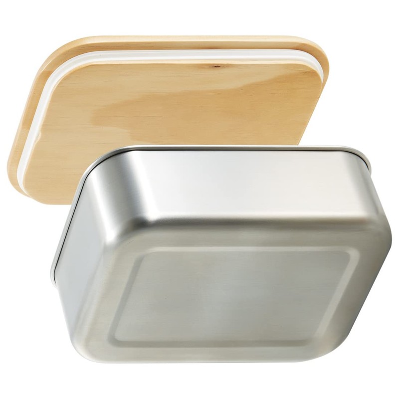 Skater STLBT11B-A Stainless Steel Lunch Box with Wooden Lid, 1