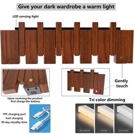 Tlongxia Wall Mounted Coat RackHooks Piano Key Hangers Natural Solid Wood Hanger Non-Woven Fabric Clothes Hangers for Closet, Kitchen, Bedroom, Bathroom, Entryway (Led Walnut, 6 Hooks)