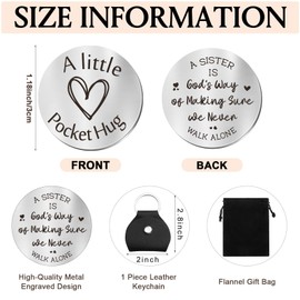 Sureio Pocket Hug Token Long Distance Relationship Keepsake Stainless Steel Double Sided Inspirational Gift with Keychain (A Sister Is God's Way)