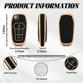 TOOMUME Key Case TPU Car Key Case Fits Ford Fiesta Focus Puma Mondeo Ecosport Explorer Kuga Ka Tourneo Connect Ranger F150, Key Cover Protection Key Shell - Flip Key