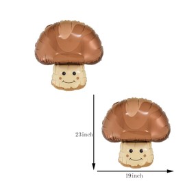 5PCS Cute Mushroom Foil Balloons Large Mushroom Aluminum Foil Balloons Fun Mushroom Birthday Forest Plant Themed Party Decorations Supplies