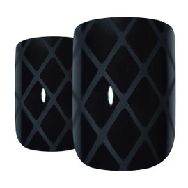 Falsche Nägel Bling Art Matte Schwarz 24 Squoval Kunstnägel Mittel Tipps mit Kleber