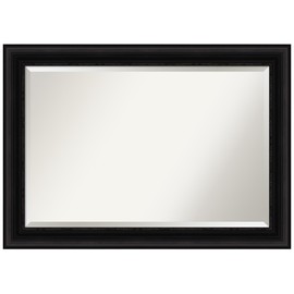 Amanti Art Black Bathroom Mirror for Over Sink, 30x42 Parlor Black Rectangle Vanity Mirror, Large Traditional Frame, Hangs Horizonally and Vertically, Bathroom Wall Decor, Beveled Edge
