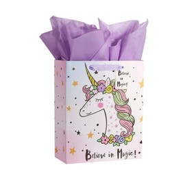 Bobobag 13" Large Gift Bag with Tissue Paper for Girls happy Birthday gift bags (Unicorn)