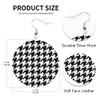 Swono Houndstooth Round Faux Leather Earrings for Women Black and