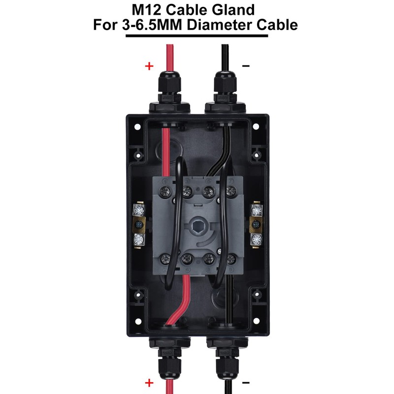 DIHOOL Solar Disconnect Switch,32 Amp DC1200V 4P Isolator,IP66 Outdoor,Cable Glands