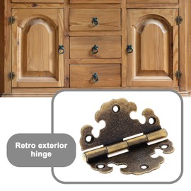 eMagTech 8Pcs Vintage Exterior Hinge Antique Bronze Mini Hinges Decorative Hinge Retro Hinges Accessories for Home Cabinet Door Furniture