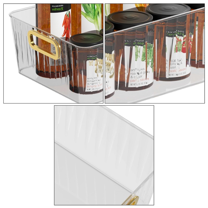CadineUS 4-pack Clear Pantry Storage Bin Box, Plastic Organizer Bin