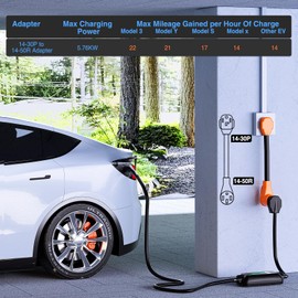 Nilight EV Adapter Cord 30 Amp to 50 Amp 4 Prong Pure Copper New Dryer Outlet to EV Plug Conversion Heavy Duty 10 Gauge Wire Nema 14-30P to 14-50R 30M/50F for Level 2 EVs Using