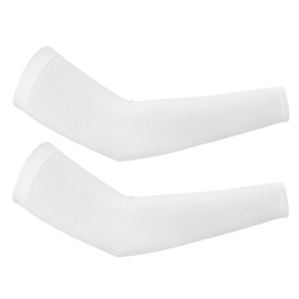 JUSDIQIR UV Sun Protection Cooling Arm Sleeves, Outdoor Sports Ice Silk Sun Compression Arm Sleeve for Men Women Teenager (White 1 Pair)