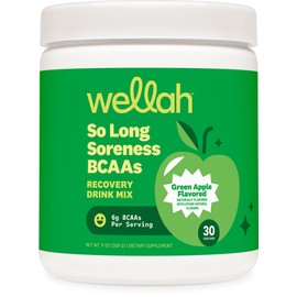Wellah So Long Soreness BCAA Powder (Green Apple Flavored) 30 Servings - with Hydration Complex