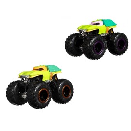 Monster Truck Demolition Doubles Special Edition Turtles Michelangelo vs Donatello - Die Cast Metal Pack with 2 Machines in Scale 1:64 x 10 cm - Pickup in Blister Pack GTJ53 -