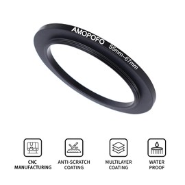 55mm Lens to 67mm Camera Filter Ring,55mm-67mm Step Up Ring For Filters,Made Of CNC Machined aluminum.for 67mm UV,ND,CPL Camera Filter accessories