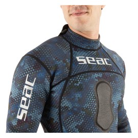 SEAC M.Lungo Blue Sea Man One-Piece Diving Wetsuit, 1.5 mm, Blue Camo, Large