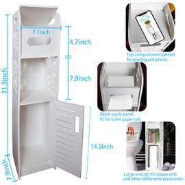 Forzater Narrow Bathroom Storage Cabinet, Slim Toilet Paper Storage Cabinet for Small Spaces, White Waterproof Bathroom Furniture Holding for Daily Use