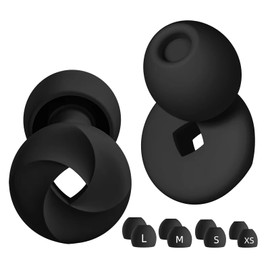 Ear Plugs for Sleeping, Noise Cancelling Ear Plugs for Work, Noise Sensitivity, Focus & Noise Reduction Silicone Hearing Protection Ear Plug - 4 Sizes of Ear Tips in XS/S/M/L Black