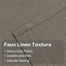 Taupe Absolutely Blackout Textured Linen Look Curtain Draperies for Bedroom - Energy Saving Thermal Insulated Anti-Rust Grommet Curtains for Living Room (2 Panels,W 52 x L 63 Inch Length)