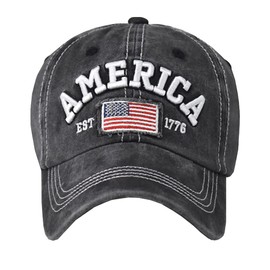 Gorra de béisbol ajustable, informal, con bandera de Estados Unidos, sombrero de algodón bordado, Negro, Talla única