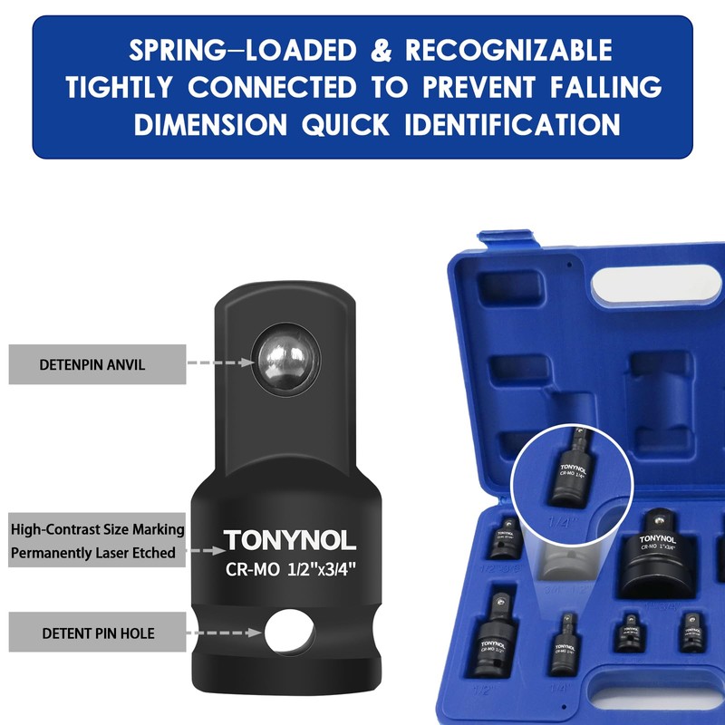 TONYNOL 11pcs Impact Adapter and Reducer Set and Universal Joint