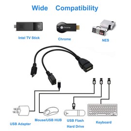 4-Pack Micro OTG Cable Adapter, 2-in-1 Powered Micro USB to USB Adapter (OTG Cable + Power Cable) for Streaming Sticks, Media Devices, PS Classic, Pi Zero, Sega Genesis, S/NES Classic etc
