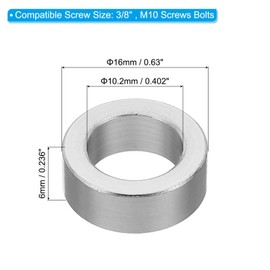 PATIKIL M10 Aluminum Spacers,5Pcs Metal Spacer Aluminum Round 10.2mm ID x 16mm OD x 6mm L Thickness Aluminum Spacer Screw Standoff for 3/8" M10 Screw Bolt