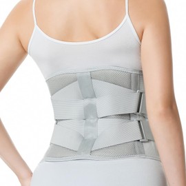 NeoTech Care Adjustable Double Pull Lumbar Brace/Lower Back Belt (Grey, Size XXXL)