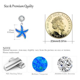 Starfish Earrings,925 Sterling Silver Starfish Earrings Ocean Earrings Beach Jewellery Gifts for Women Girls Starfish Lovers Silver