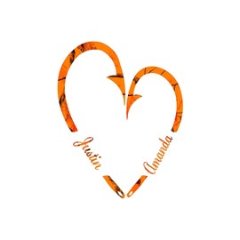Fish Hook Heart for Couples/Orange Camo