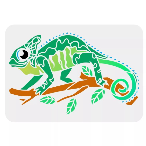 REINVENTOUCH Chameleon Art Stencil - Reusable Animal Theme Painting Template