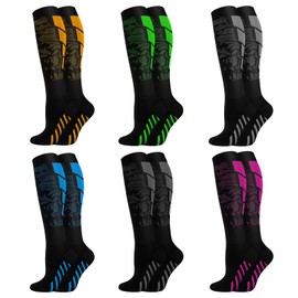 6-Pack Compression Socks for Women & Men,Elastic Support Stockings, GraduatedSupport, Medical Compression Socks, Non-Slip Breathable Flight Socks, Ideal for Running, Sports, Travel