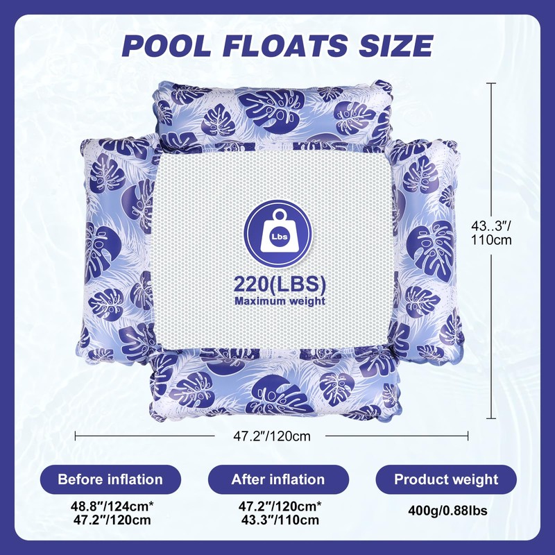 2Packed Water Hammock, Pool Inflatable Water Hammock, Air Mattress Pool