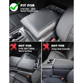 Eaglecover Center Console Cover for 2021-2026 Ford F150 Accessories, Vinyl Leather Middle Armrest Cusion Protector, Anti-Scratch, Bucket Seat Only(not for Work Station)