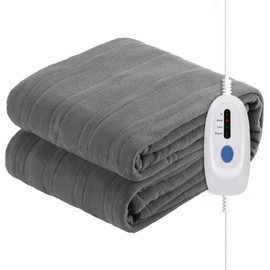 McJaw Electric Heated Blanket Full Size 72"x84" Polar Fleece, Warm for Whole Body, 4 Heating Levels and 10 Hours Auto-Off, Grey