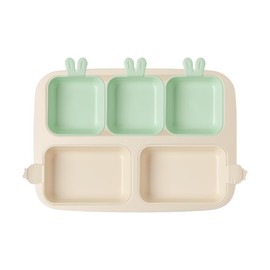 NESTIQUE Rabbit One Plate for Baby & Toddler | BPA-Free Kids Dinnerware | Divided Design | Heat Resistant Microwave and Dishwasher Safe (Luminary Green)