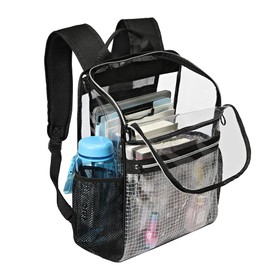 GiMiUiTo Clear Backpacks for School - Heavy Duty Transparent Bookbag (17 Inch) for Boys, Girls, College Students