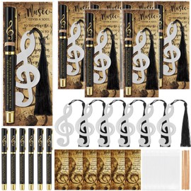 Spakon 6 Set Music Appreciation Gifts 6 Inspirational Pens 6 Metal Bookmarks and 6 Cards Music Themed Gift Bulk Motivational Music Classroom Awards for Choir Teacher Musician Student Lover Studio Club