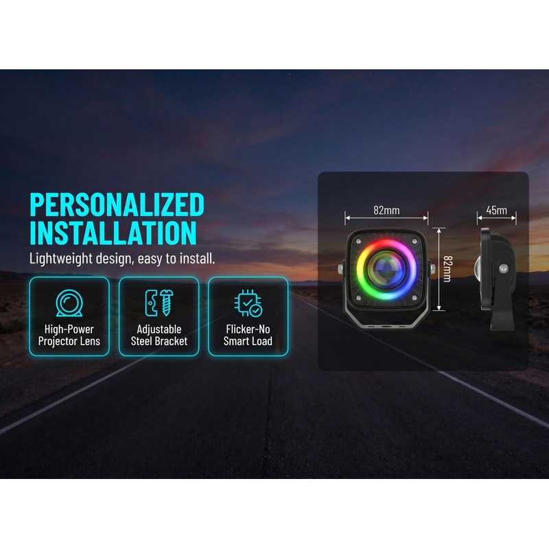 Universal Motorcycle RGB Spot Light, Auxiliary Lamp Light with RGB