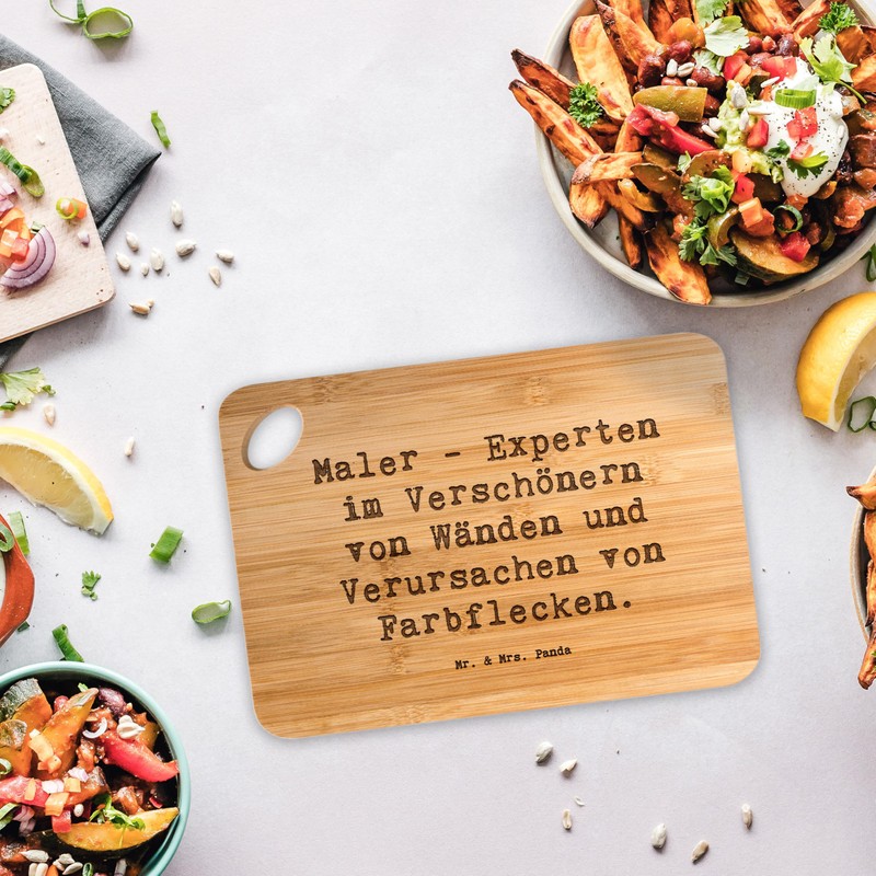 Mr. & Mrs. Panda Bambus - Schneidebrett Spruch Maler -