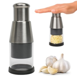 Picadora manual de ajo prensado, multifunción, multiusos, para cocina, acero inoxidable, 304, color plateado