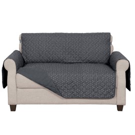 Furhaven Water-Resistant & Reversible Loveseat Cover Protector for Dogs, Cats, & Children - Quilted Polka Paw Living Room Furniture Cover - Gray Brown, Loveseat