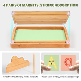 Montessori Sandtablet Early Training Letters and Signs Toy Wooden Montessori Sand Table Learning Toy for Early Motor Development in Children (Green)