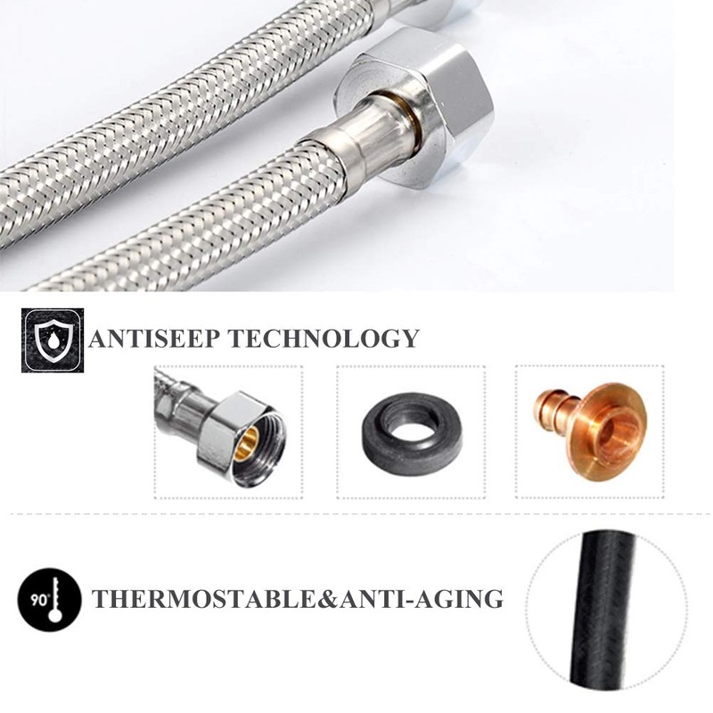 Pair of Flexible Pipes for Bathroom/Kitchen/Toilet Taps British Standard Pipe