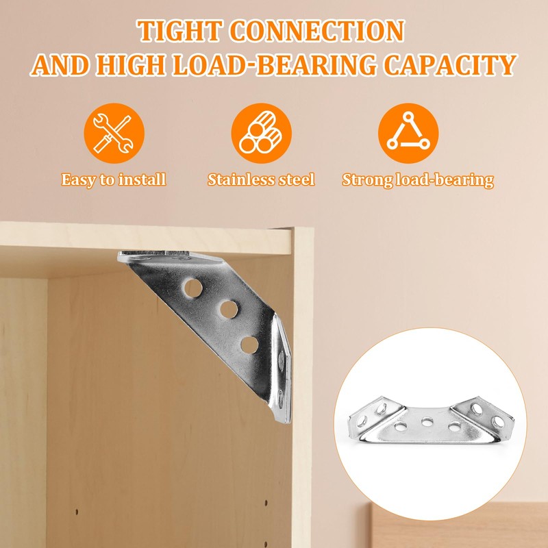 Angle Corner Brackets Metal (Silver, Pack of 20)