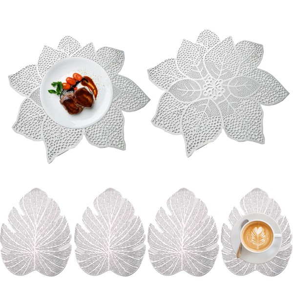 Spldsun Set of 6 Round Place Mats and Coasters, Hollowed
